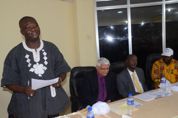 (L-R) Minister Tolbert Nyenswah, Dr Tony Chan, Dr Alex Gasasira and Minister Stanford Wesseh