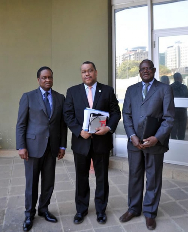 Pierre M’Pele-Kilebou, WHO Representative to Ethiopia; Garry Conille, UNOPS Regional Director for Africa; Bamidele Ilebani, UNOPS Country Coordinator for Ethiopia, Djibouti and South Sudan