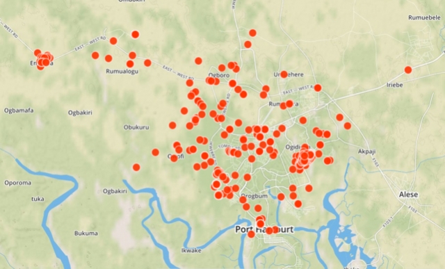 Distribution of health facilities visited by DSNOs in February 2015