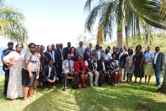 Senior officials from the Ministry of Health, Central hospitals, University Teaching Hospitals, statutory bodies and National Professional Officers from WHO in Siavonga at the Universal Health Coverage meeting