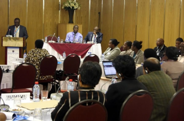 The WHO Country Representative in South Africa, Dr Francis Kasolo, making closing remarks at the close of the WHO Cervical Cancer Prevention and Control Regional Consultation