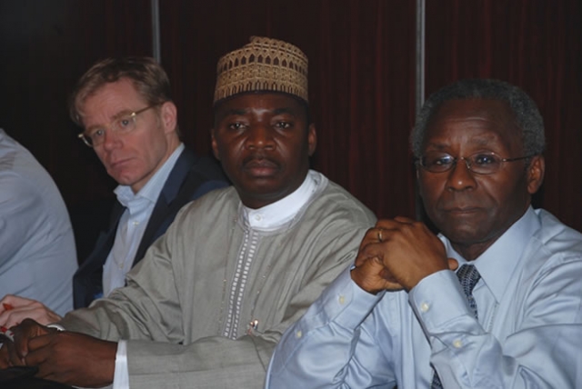 (L-R) Assistant DG for Polio, Emergencies and Country Collaboration, Dr. Bruce Alyward, Executive Director Nat. Pri. Healthcare Dev. Agency, Dr. Mohammed J.G. Ado, and the ERC Chairman, Prof Oyewale Tomori at the just concluded 25th ERC held in Abuja between March 19 - 20, 2013.