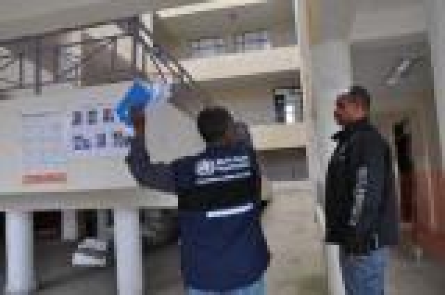 Dr Fahmi Ahmed of WHO Ethiopia and Dr El Shafi M Ahmed of MSF Holland on a supervisory visit to an Ebola isolation and treatment center in Addis Ababa.