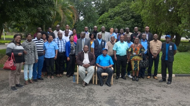 The participants from Ministry of Health, WHO Staff and the WHO Representative, Dr. Jacob Mufunda in the front row (right)