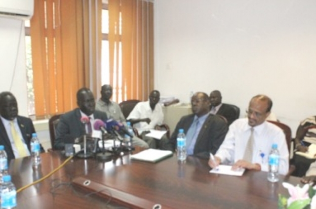 The Mayor of Juba City Council, his worship Christopher Saracino addressing members of the press during the declaration of cholera outbreak in Juba