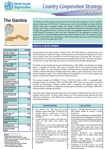 Country Cooperation Strategy at a glance: Gambia