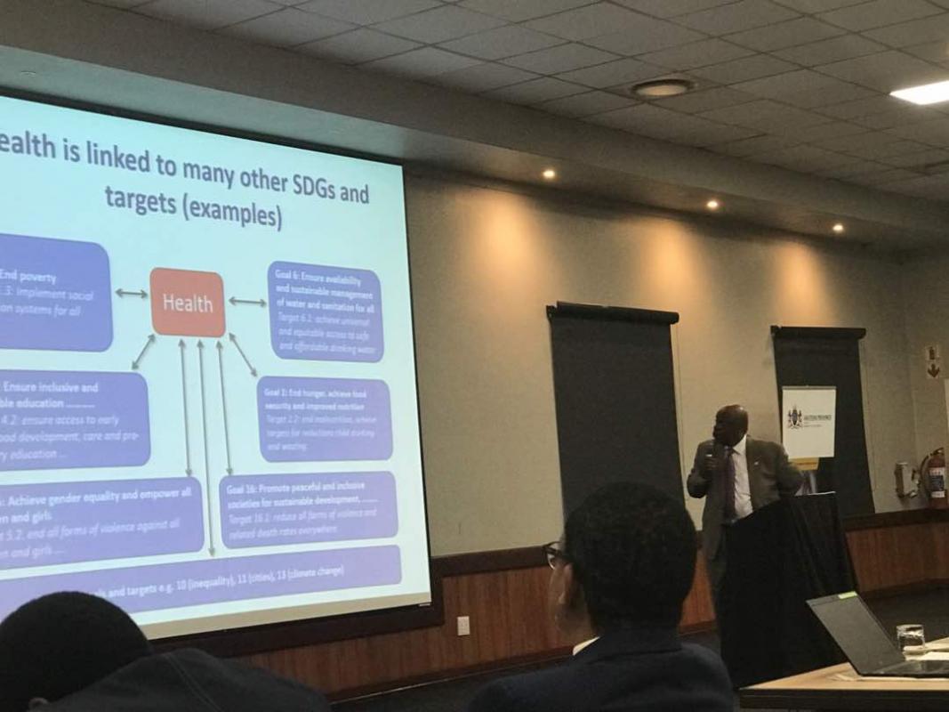 WHO Country Representative in South Africa, Dr Rufaro Chatora, presenting on “Sustainable development goals: where are we?”