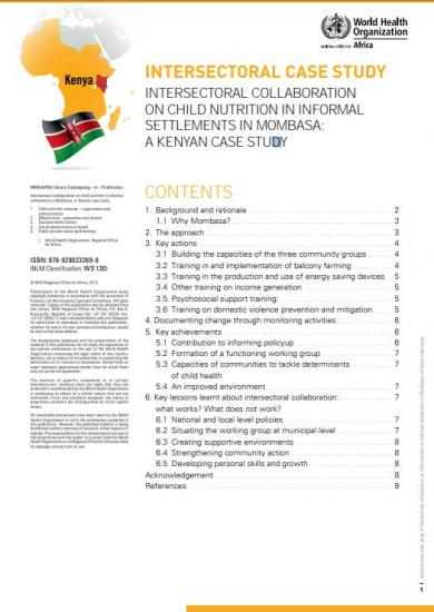 Intersectoral collaboration on child nutrition in informal settlements in Mombasa: a Kenyan case study