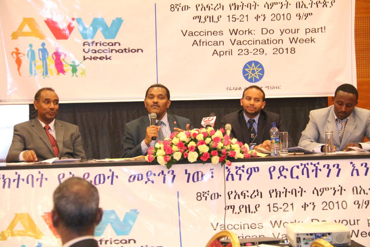 L to R: Prof. Yemane Berhan, H.E. Dr Kebede Worku, Dr Ephrem T. and Mulat Negus