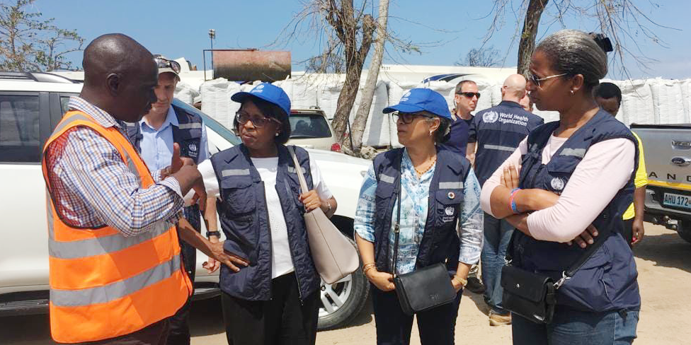 Dr Matshidiso Moeti (2nd from left) in Mozambique