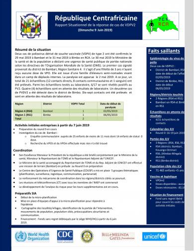 Polio en RCA : rapport de situation - 9 juin 2019