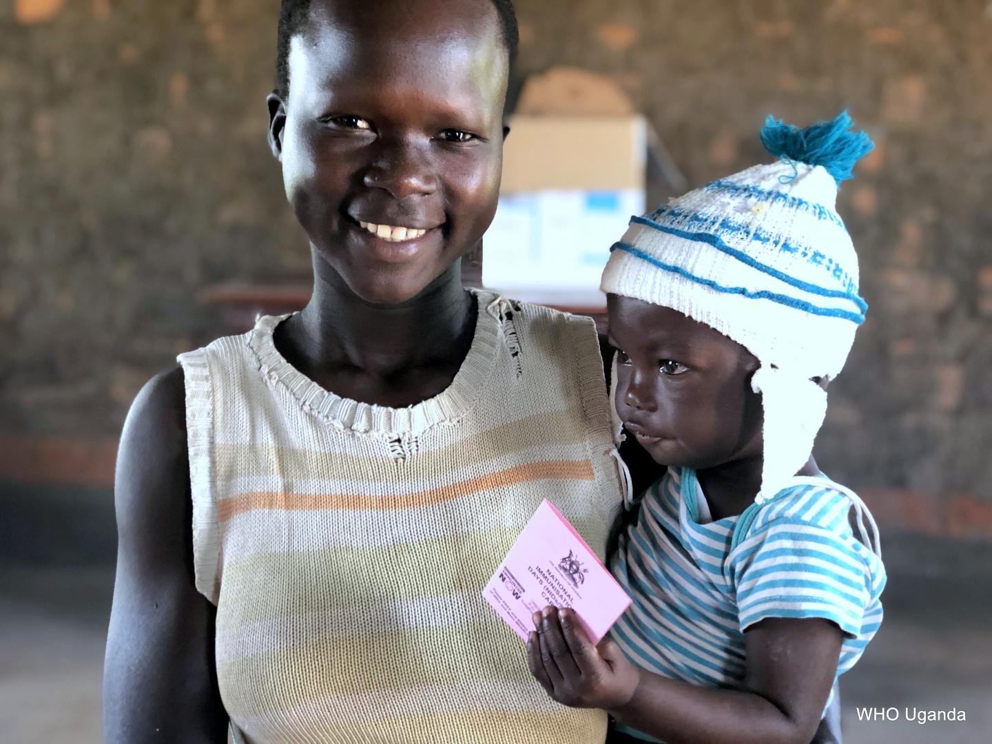 A happy mother and her child after vaccination 