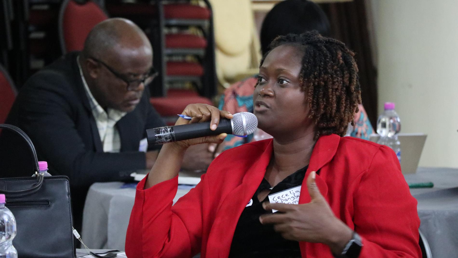 Mrs. Cecelia Flomo, Executive Secretary, Liberia Nursing and Midwifery Board making remarks during the orientation workshop in Monrovia