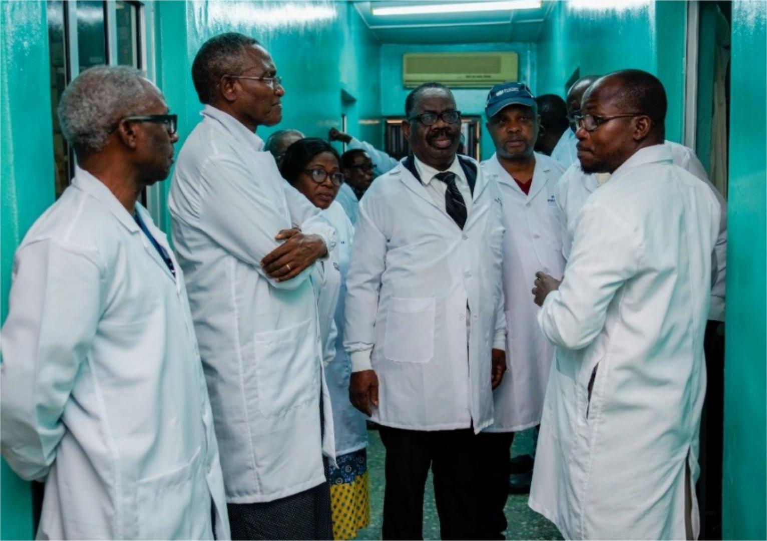 The African Regional Certification Commission team listening attentively to the Director, Ibadan Polio Laboratory, Dr Adekunle Adeniji.