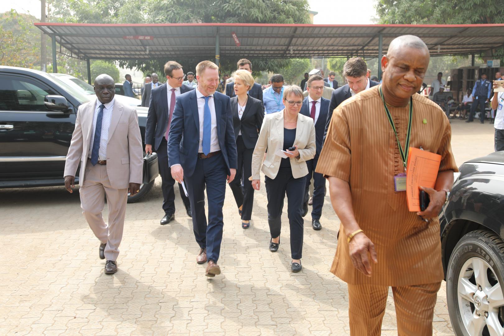 The Executive Secretary FCT PHC leading the German Parlimentarians and WHO OiC into to PHC Facility