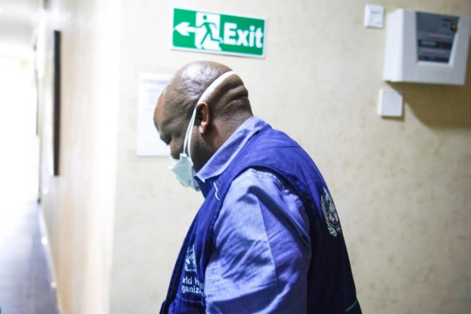 Dr Charles Korir,walking out of Isolation centre