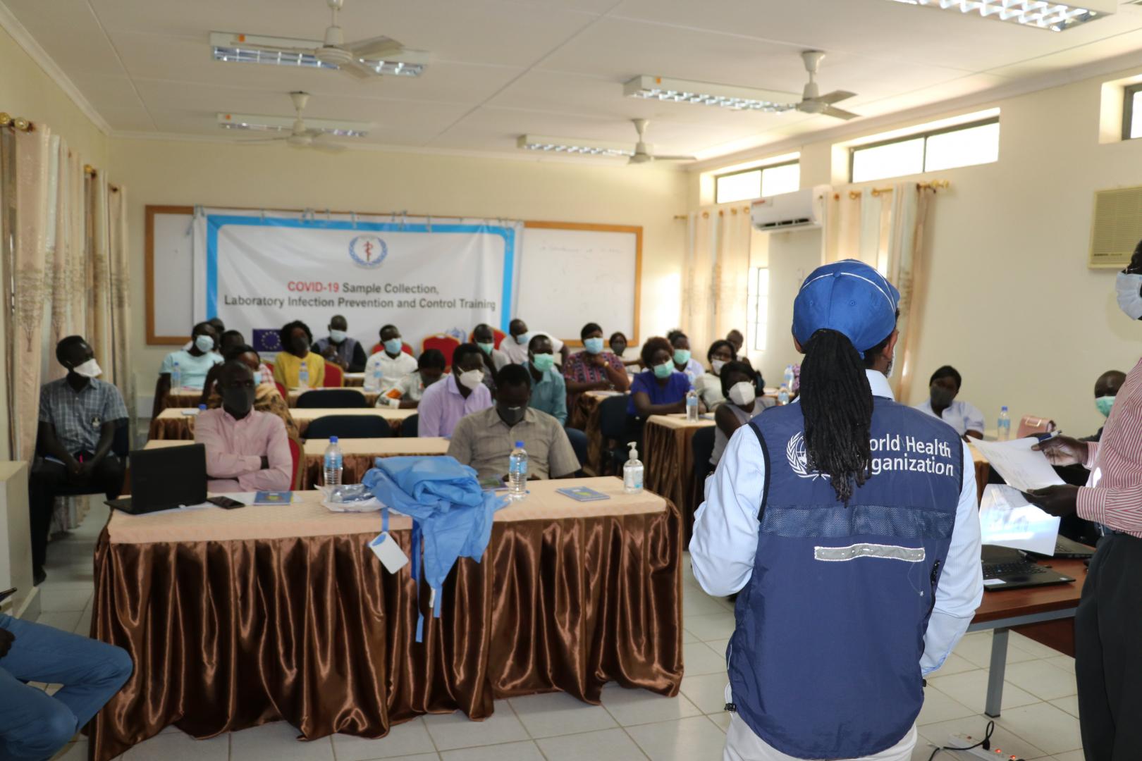 Mr Alex Freeman facilitating the IPC training for lab personnel  in Juba