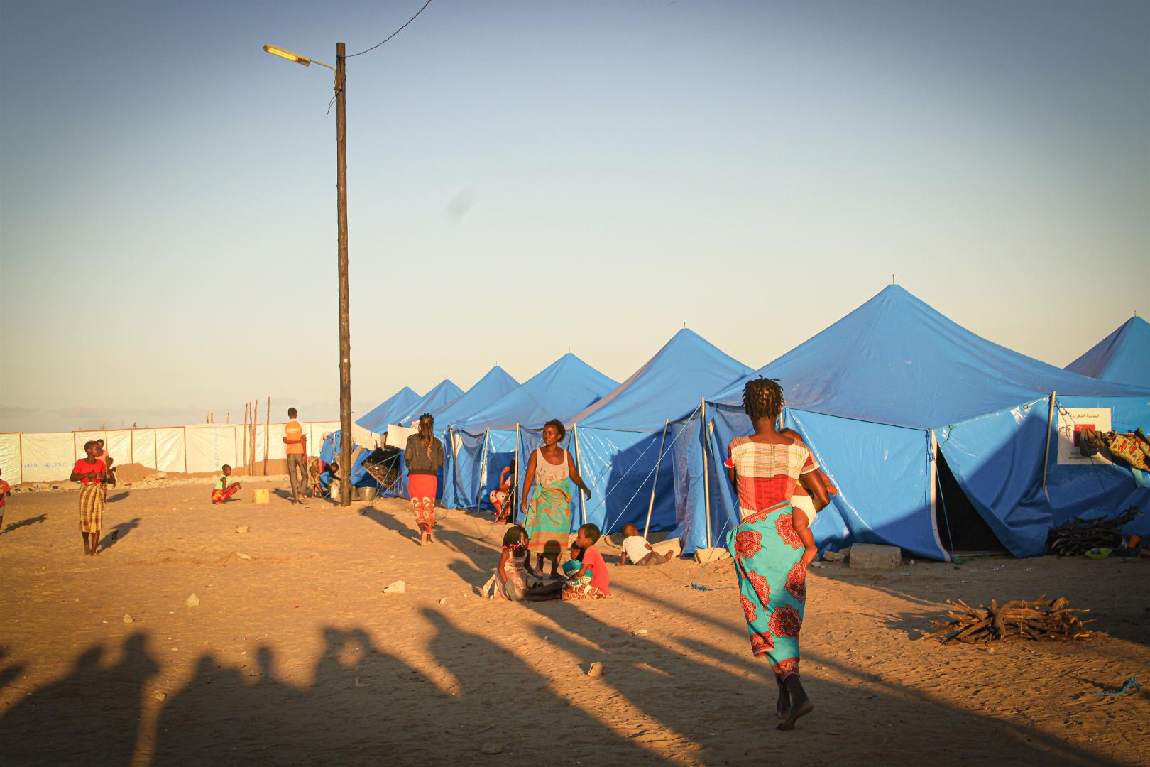 Refugees in the accommodation center set in Beira, Mozambique, after the destruction caused by Cyclone Idai in March 2019