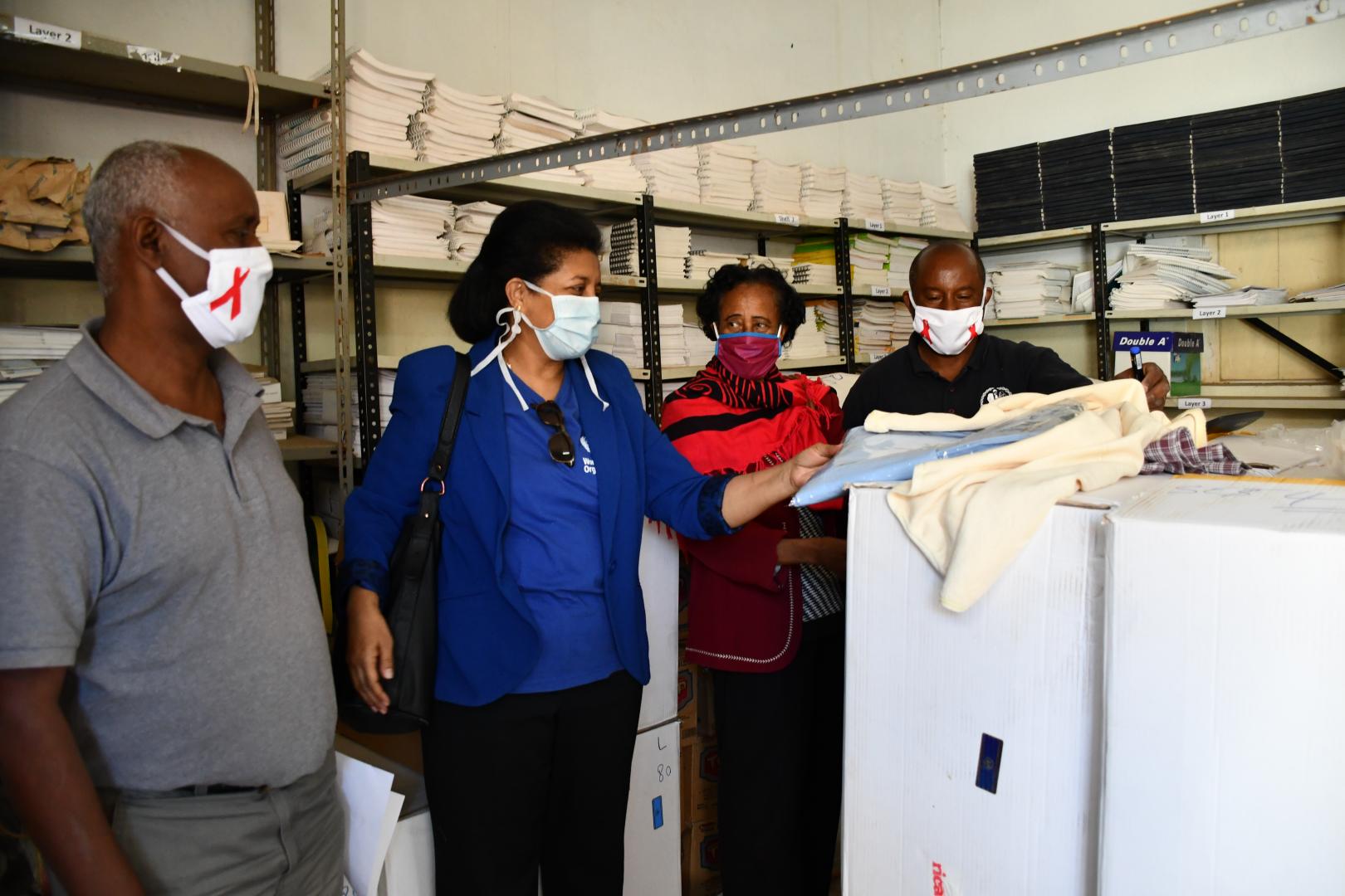 During the handover of the items, Dr Assefash Zehaie, WHO RMNCAH and Dr Berhana Haile, Director of FCH at MoH and other staff