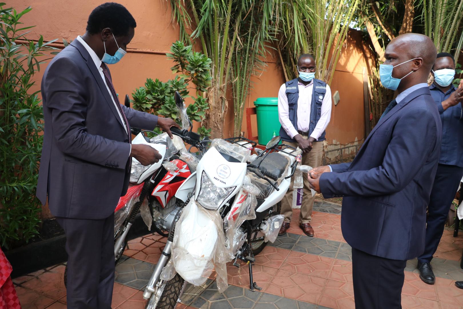 Part of the 50 motorbikes donated to the Ministry of Health by WHO