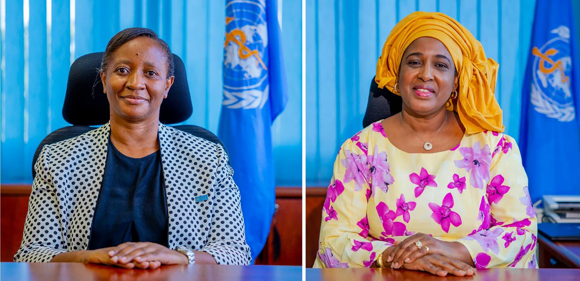 Outgoing WHO Rwanda Country  Representative Dr. Kasonde Mwinga (left)   Incoming Acting WHO Rwanda Country  Representative Dr. Ndoungou Salla Ba (right)