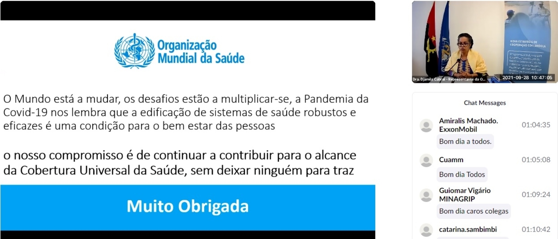 Representante da OMS fazendo apresentação sobre a ECP