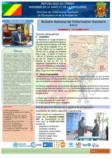 Le bulletin mensuel d’information sanitaire (BNIS) présente le niveau de certains indicateurs clés de santé du Congo extraits du logiciel DHIS-2 (District Health Information Software version -2). Il s’inscrit dans la diffusion régulière des informations sanitaires pour aider à la prise de décision à tous les niveaux de la pyramide sanitaire.