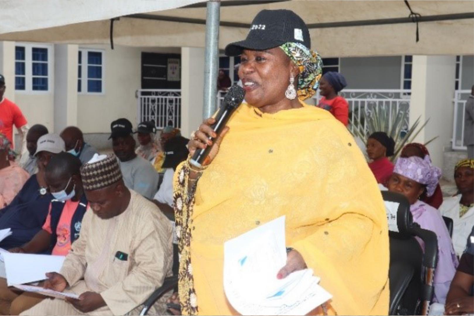 Hajiya Zuwaira Gambo giving her welcome remarks on behalf of her Excellency, Dr. Falmata Zulum