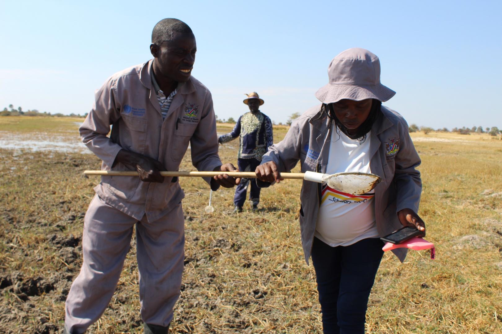 Field Operators monitoring the water bodies for larvae