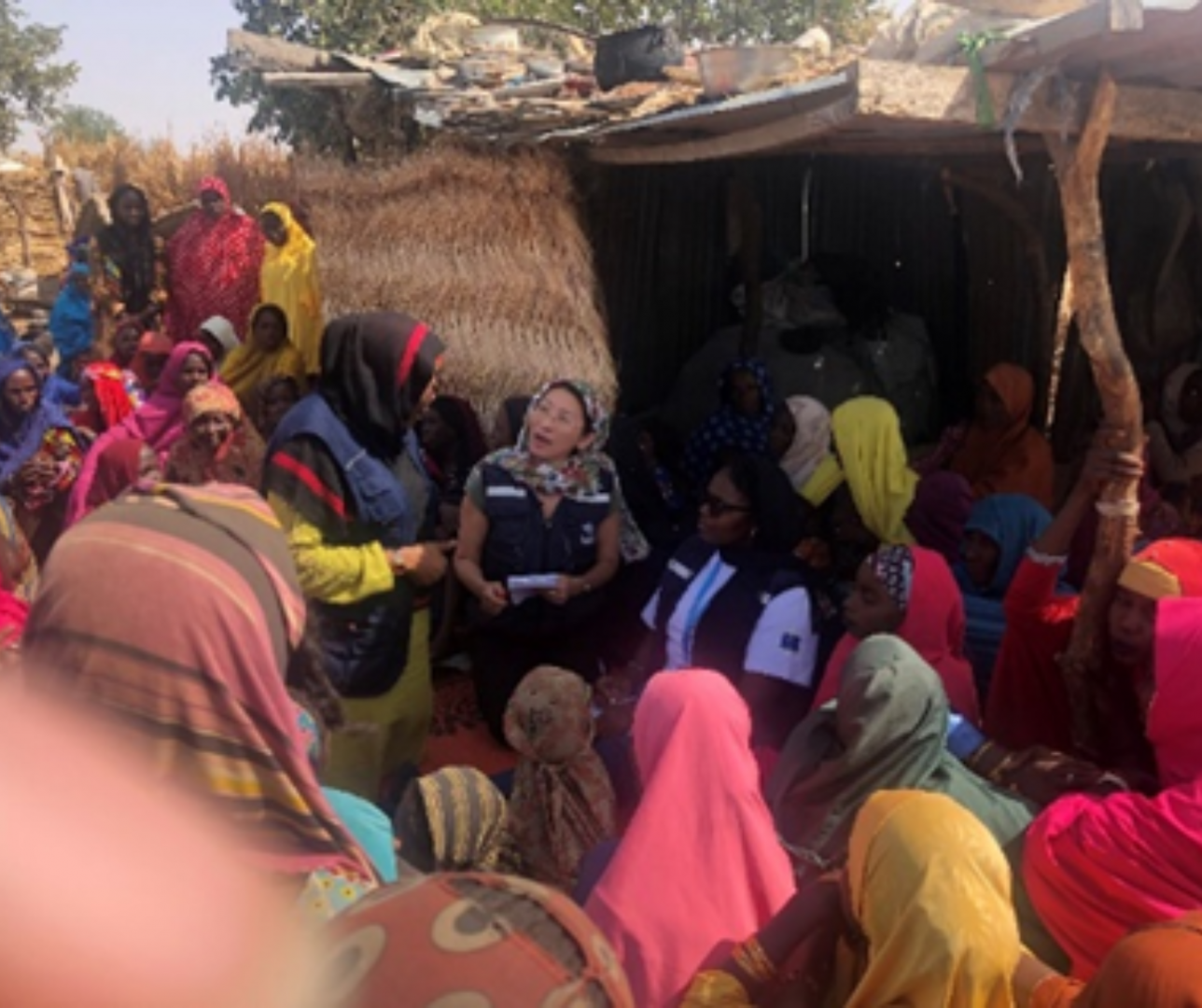 WHO personnel engaging with members of a community in Yobe state.