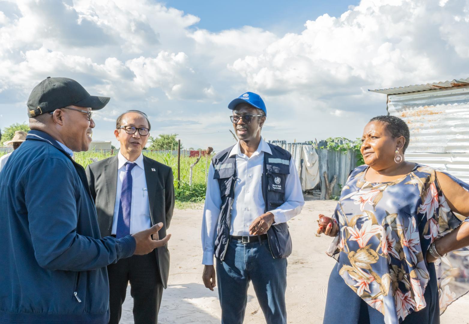 Mr Ben Nangombe, ED of MOHSS, with Ambassador of Japan, H.E. Hisao Nishimaki, WHO Representative, Dr. Charles Sagoe-Moses and Deputy Minister of Health and Social Services, Dr Esther Muinjangue