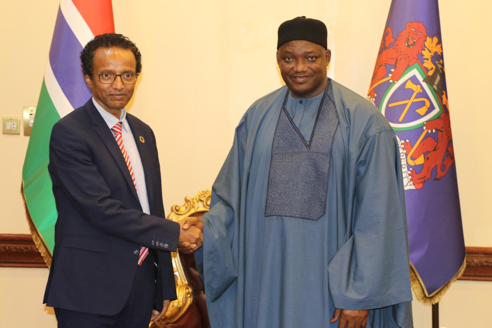 Dr. Tiruneh (left) with the His Excellency, President Adama Barrow of Gambia