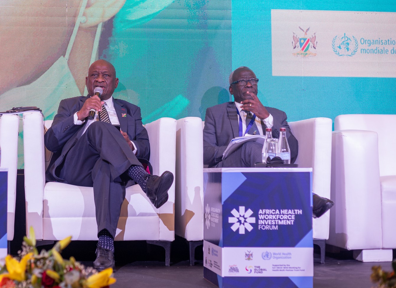 Hon. Dr Kalumbi Shangula, Minister of Health and Social Services and Dr. Joseph Waogodo Cabore Director for Programme Management at the WHO Regional Office for Africa 