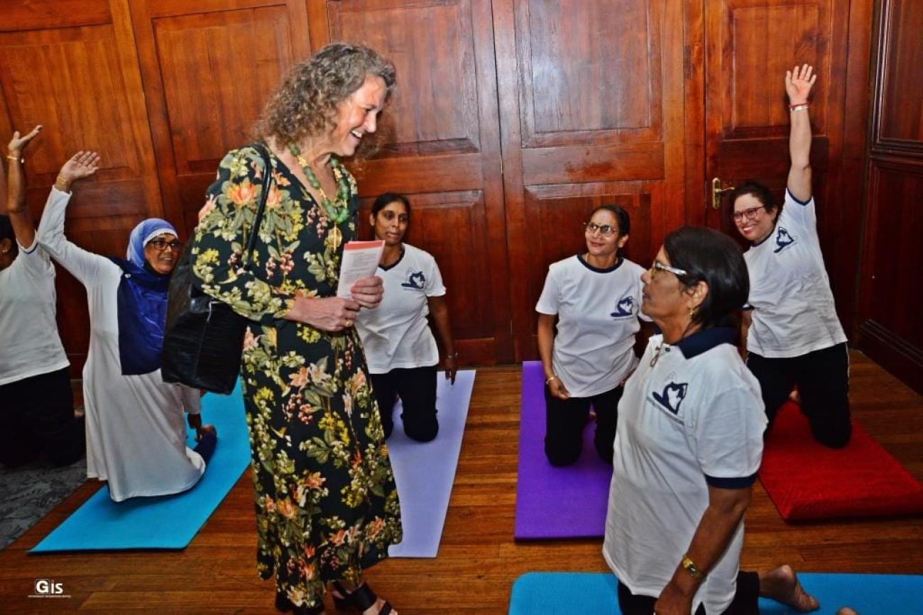 Dr Anne Ancia, WHO Representative encouraging the population to practice regular physical activity to stay healthy and prevent cancer and other NCDs