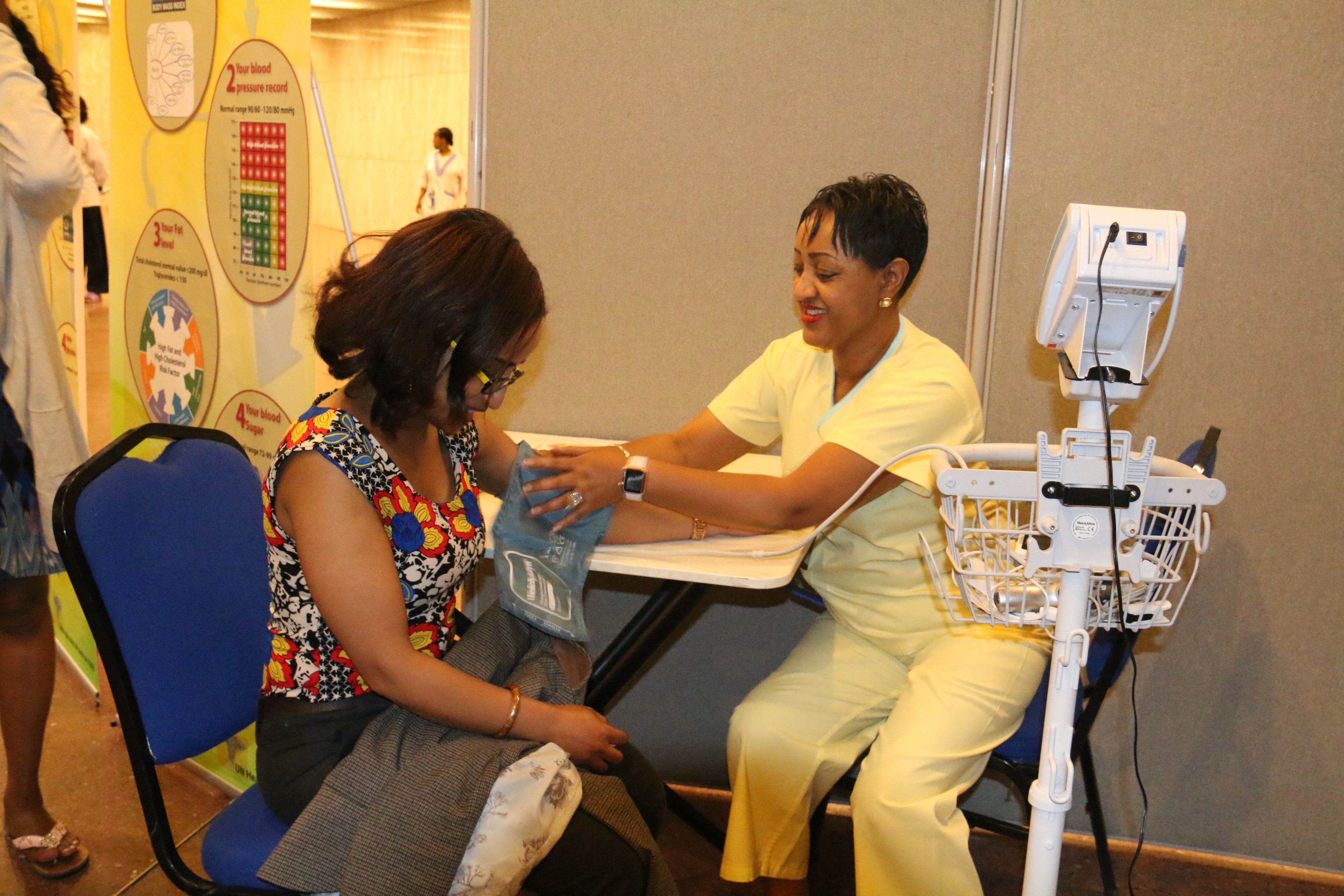 UN staff checking BP at the health expo area