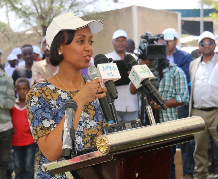 State Minister of Health, Dr Liya Tadesse delivering remark during MCV2 launch