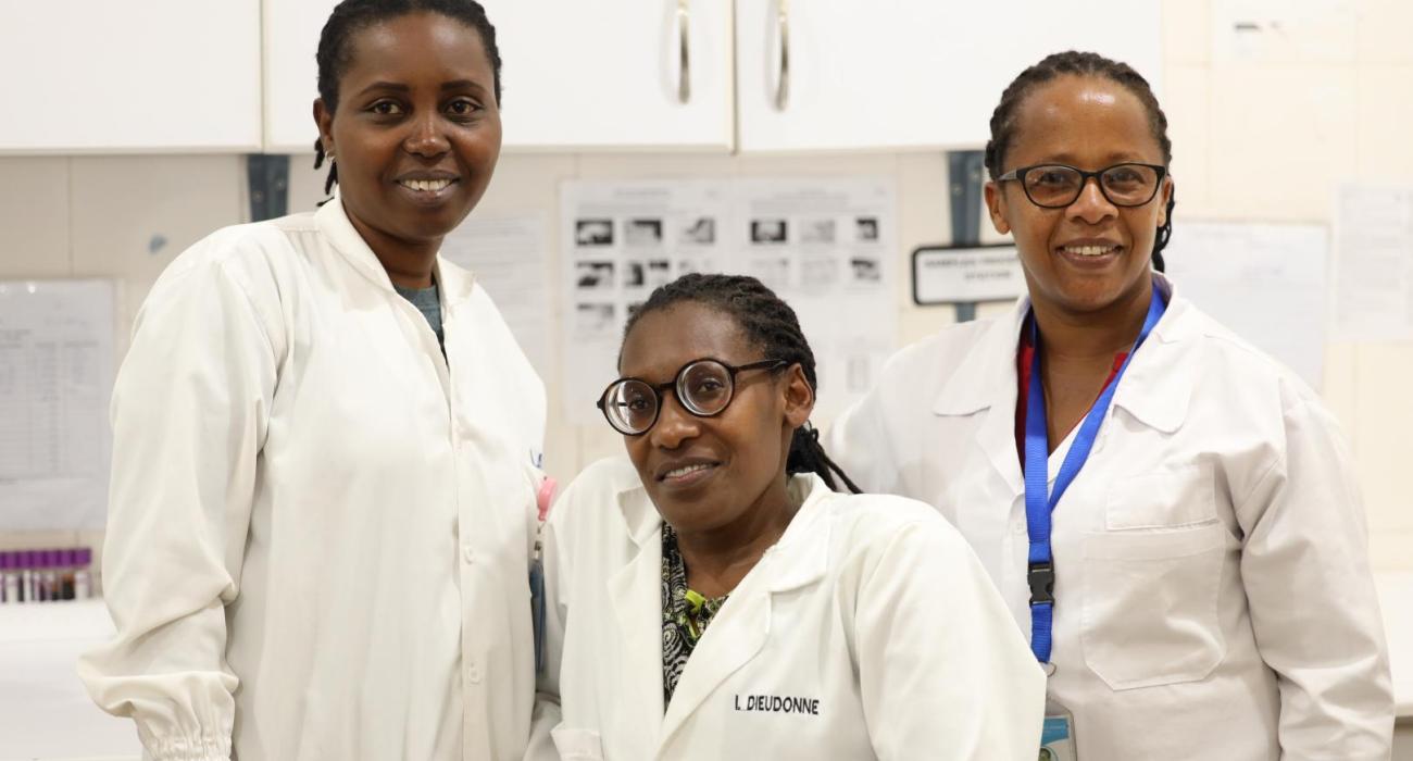 Three laboratory technicians from Kibungo Hospital