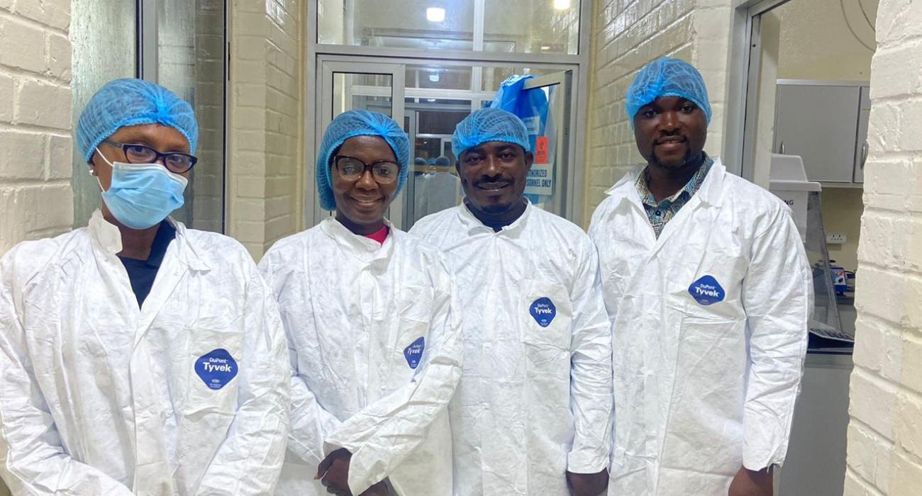 National laboratory technicians with WHO staff during the training