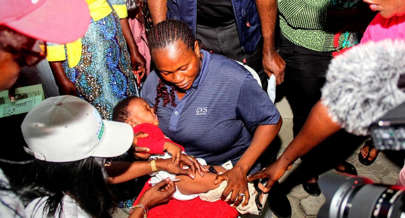 A child being vaccinated in Yenagoa during the Malaria vaccine Roll out