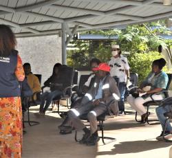 Training a group of food distributors from the Food Bank programme on COVID-19 and how to protect themselves and the community while distributing food to the most vulnerable. 