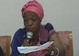 Hon. Mrs Zainab Bangura delivering statement