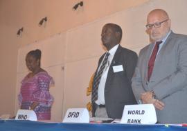  (L-R) Hon Minister Bernice Dahn, Dr A. Gasasira, and HE. D. Belgrove British Ambassador to Liberia