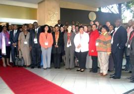 Director General for Health, Ms Precious Mastoso and WHO Representative, Dr Sarah Barber, with the Health Staff that attended the WISN training