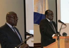 Hon. Minister, Dr Parirenyatwa, and WR Zimbabwe, Dr Okello pre-senting their statements at the launch