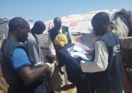 Hard to Reach Team carrying out measles vaccination campaign in Muna garage internally displaced people’s camp, Jere Local Government Area