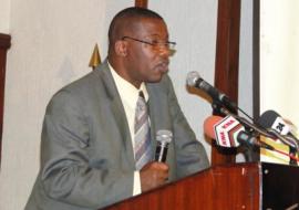 Dr. William Maina delivering the Ministers speech at the event