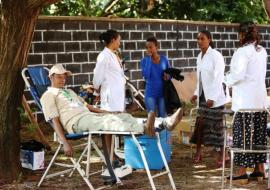 Participants of AVW donating blood during the launching as one of live saving activities