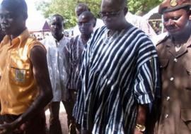 The Honourable Regional Minister, Alhaji Amin Sulemana, middle, witnesses the first shot