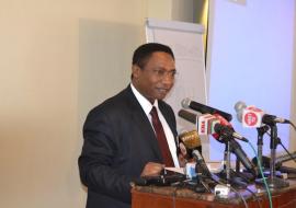 Dr Jackson Kioko, head of Department of Preventive and Promotive Health, MOH, speaks during the Polio  Stakeholders meeting in Nairobi