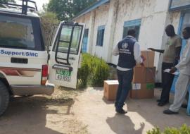 WHO delivering cholera kits to Agorbar PHCC run by Sudan Medical Care, Bor.